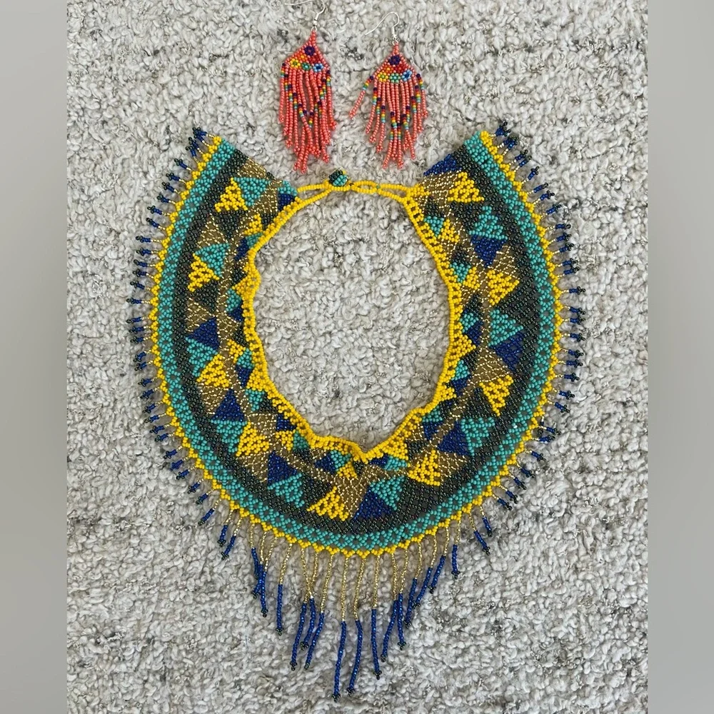 Handmade Traditional Mexican Necklace and Earrings - Picture 6 of 6